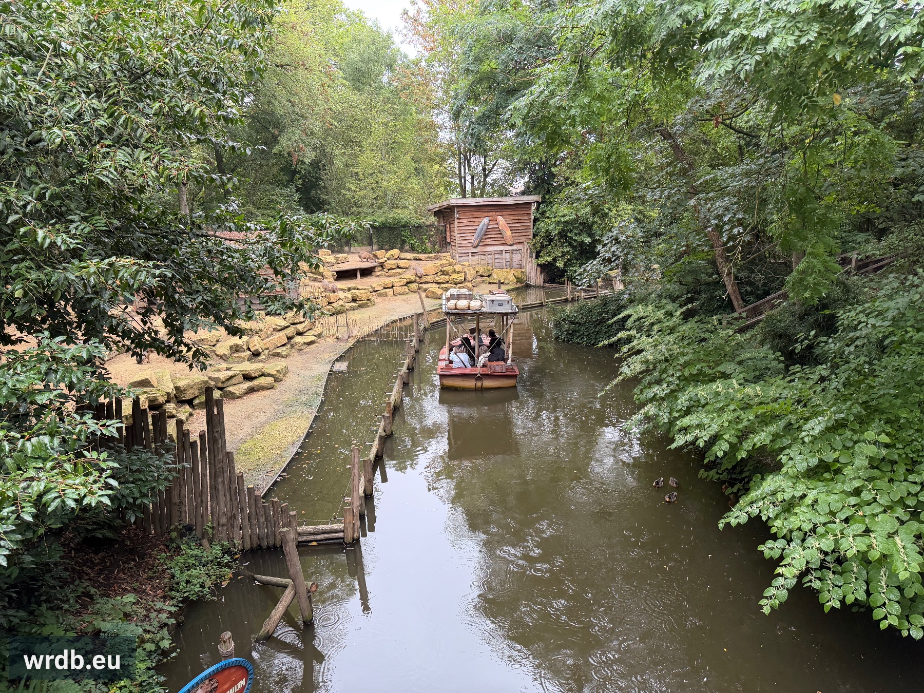 One of the boats of Jungle Mission, next to the habitat of Capybaras and Mara's.