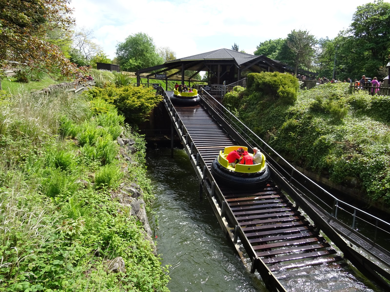 The lift hill returning boats to the station at Congo River Rapids, Alton Towers
